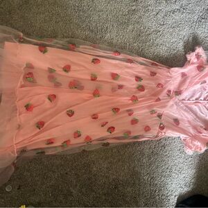 Pink Strawberry Maxi Dress